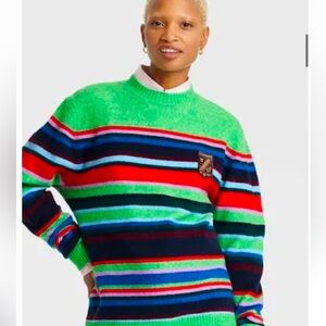 Target Houston White Men's Crewneck Sweater - Green, Red, Blue Stripes